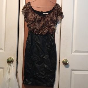 Black Leopard leather dress sexy for a night out